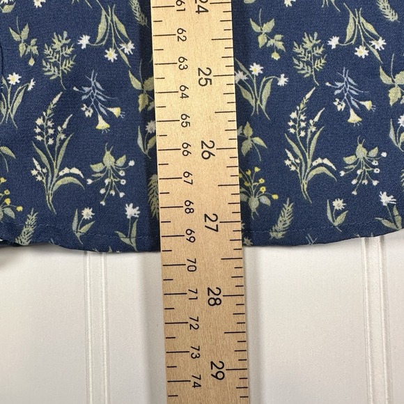 Jachs Girlfriend Women's Printed 3/4 Sleeve With Hidden Button Blouse Blue Sz L - Picture 5 of 6